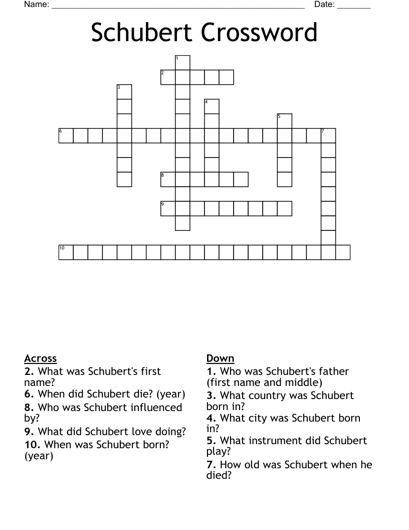 Schubert Crossword