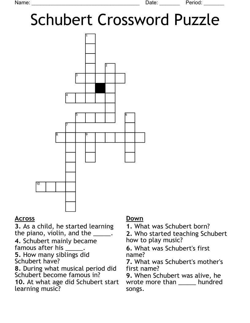 Schubert Crossword Puzzle