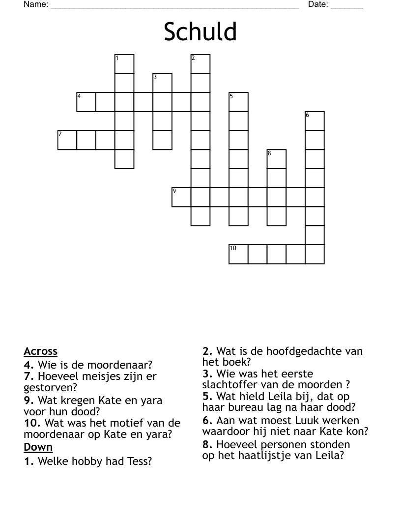 Schuld Crossword