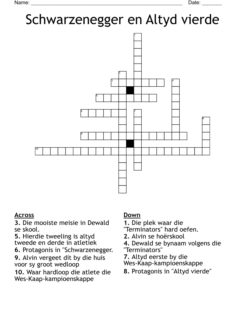 Schwarzenegger en Altyd vierde Crossword