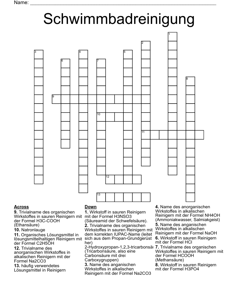 Schwimmbadreinigung Crossword