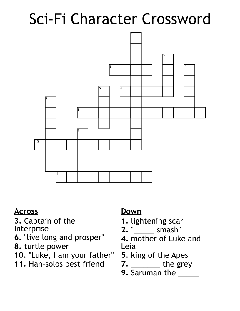Sci-Fi Character Crossword 