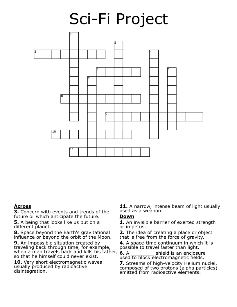 Sci-Fi Project Crossword