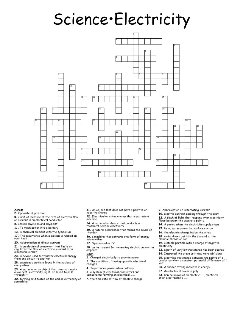 Science•Electricity Crossword