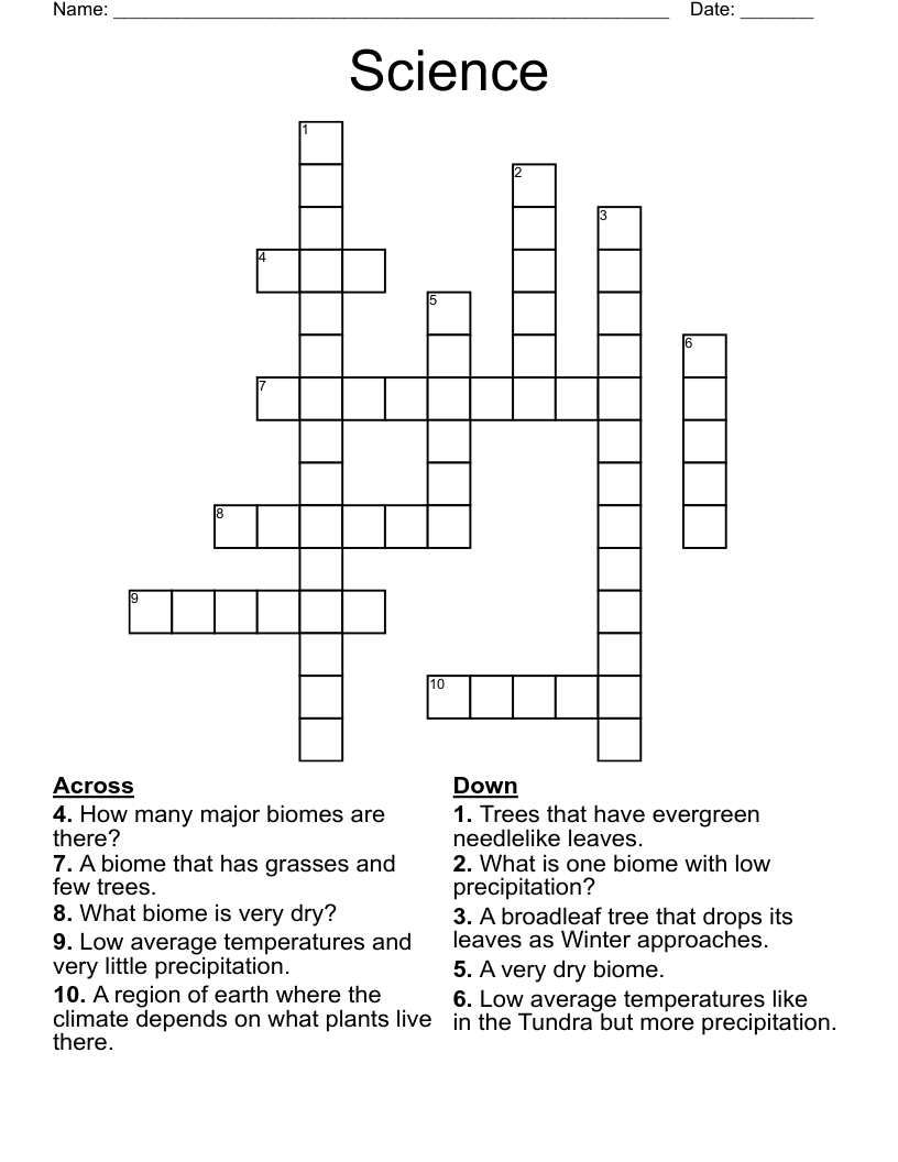 Science Crossword