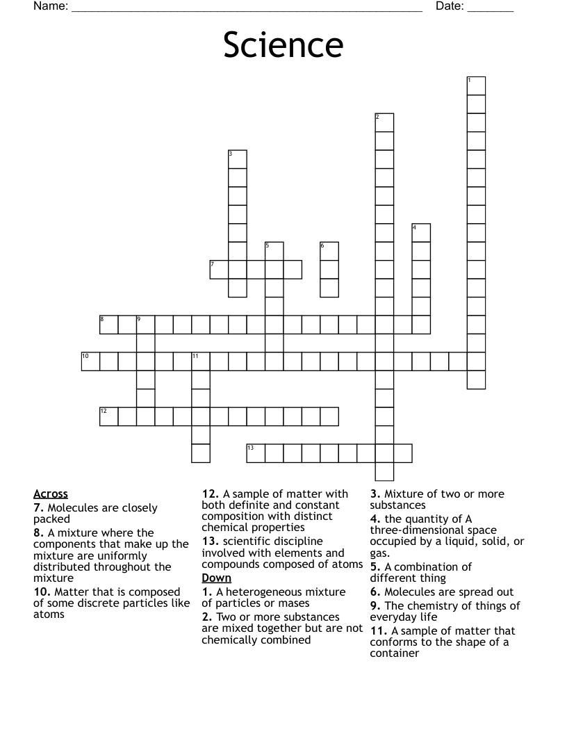 Science Crossword
