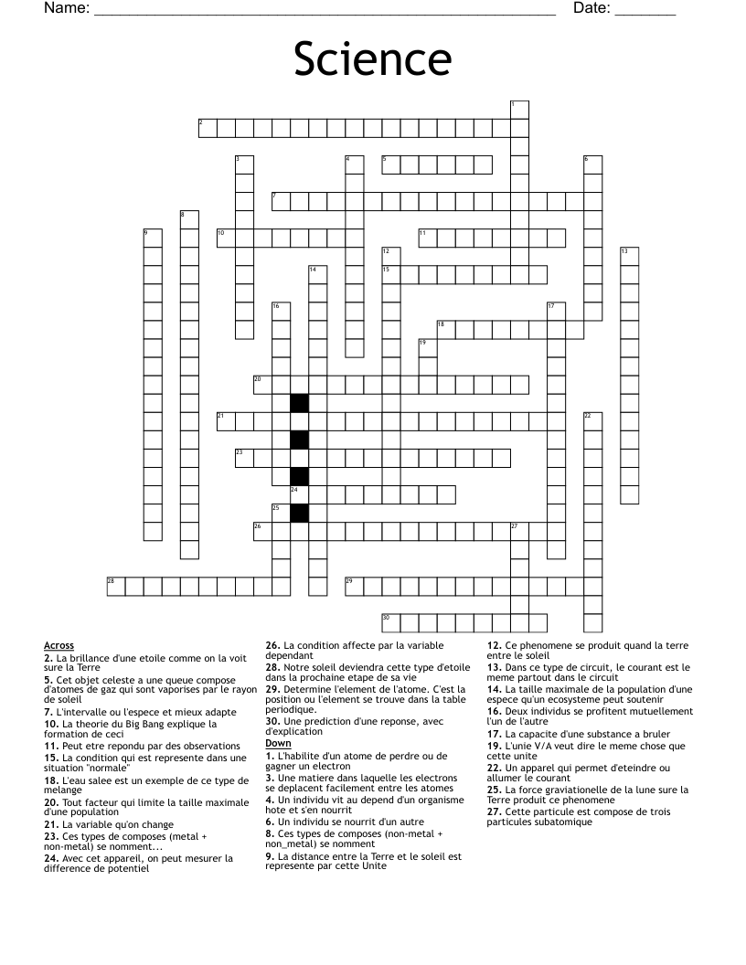 Science Crossword