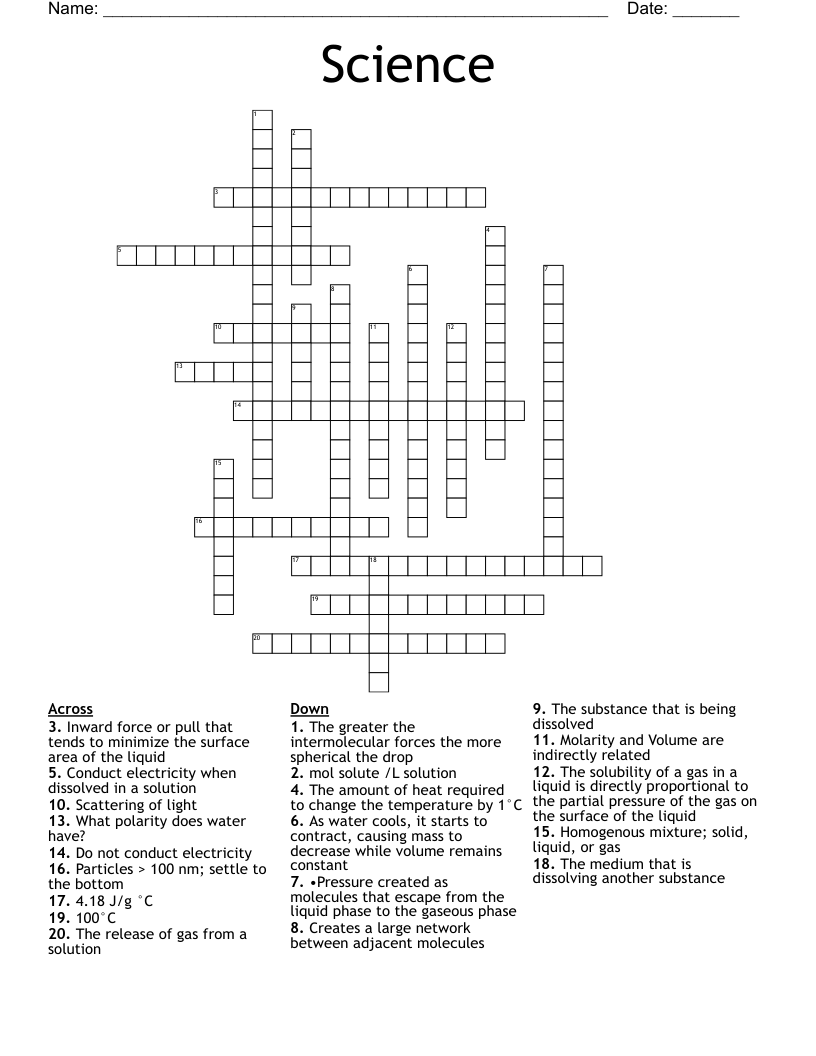 Science Crossword