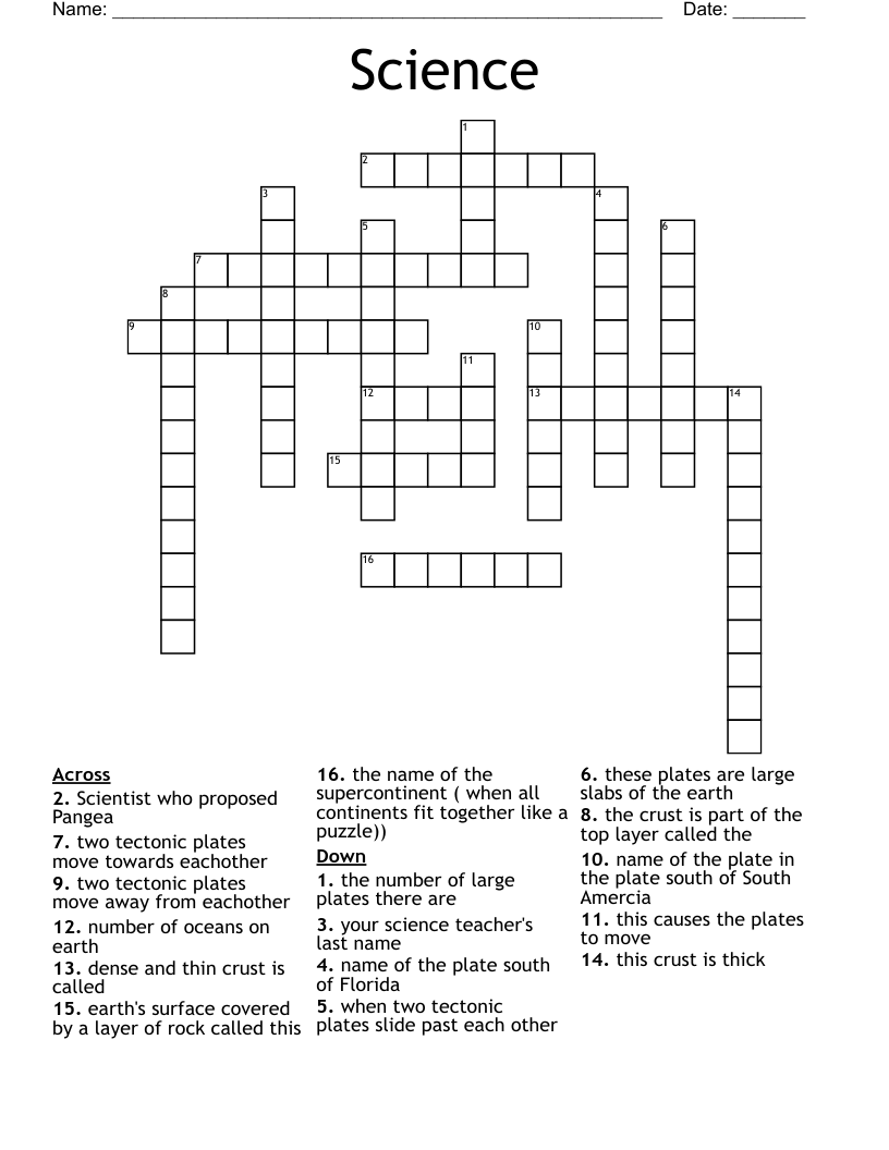 Science Crossword