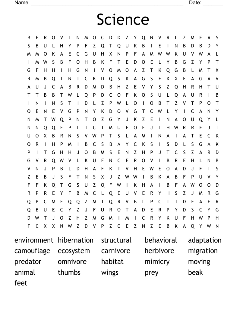 Science Word Search