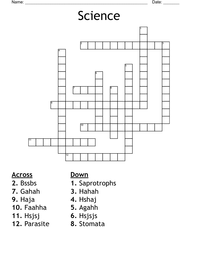 Science Crossword