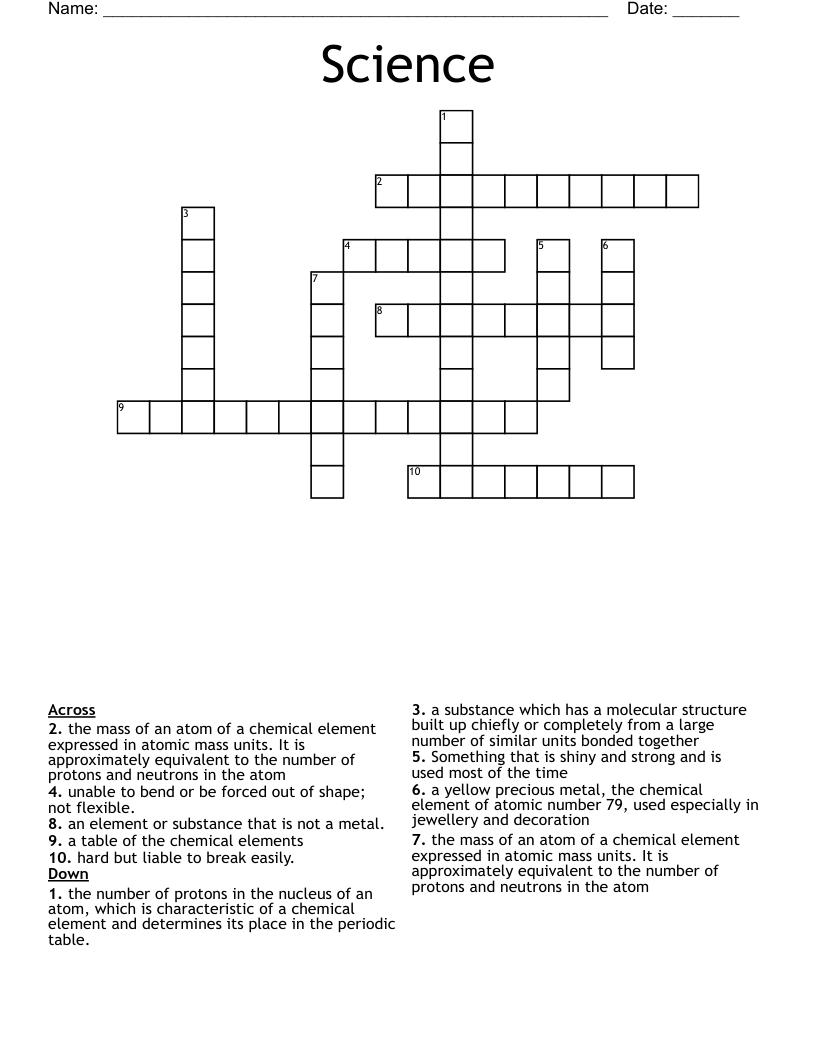 Science Crossword