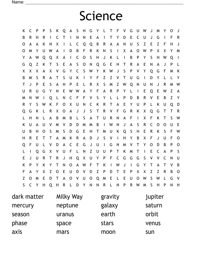 Science Word Search