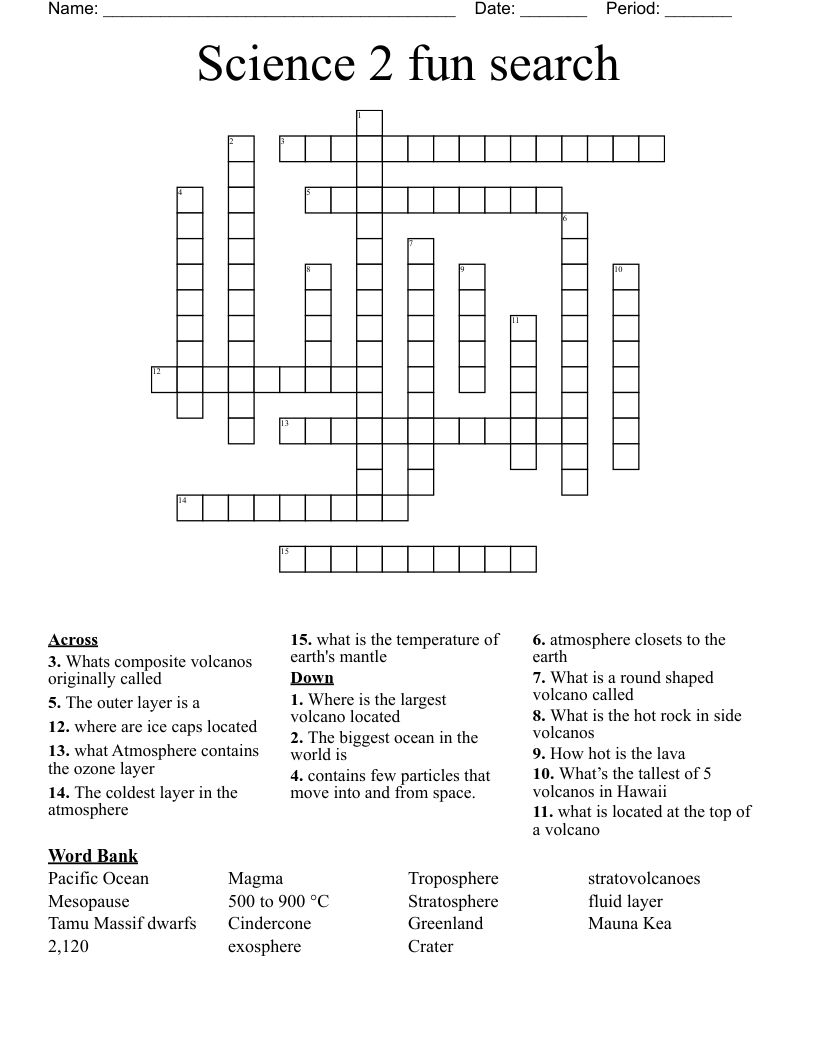 Science 2 fun search  Crossword
