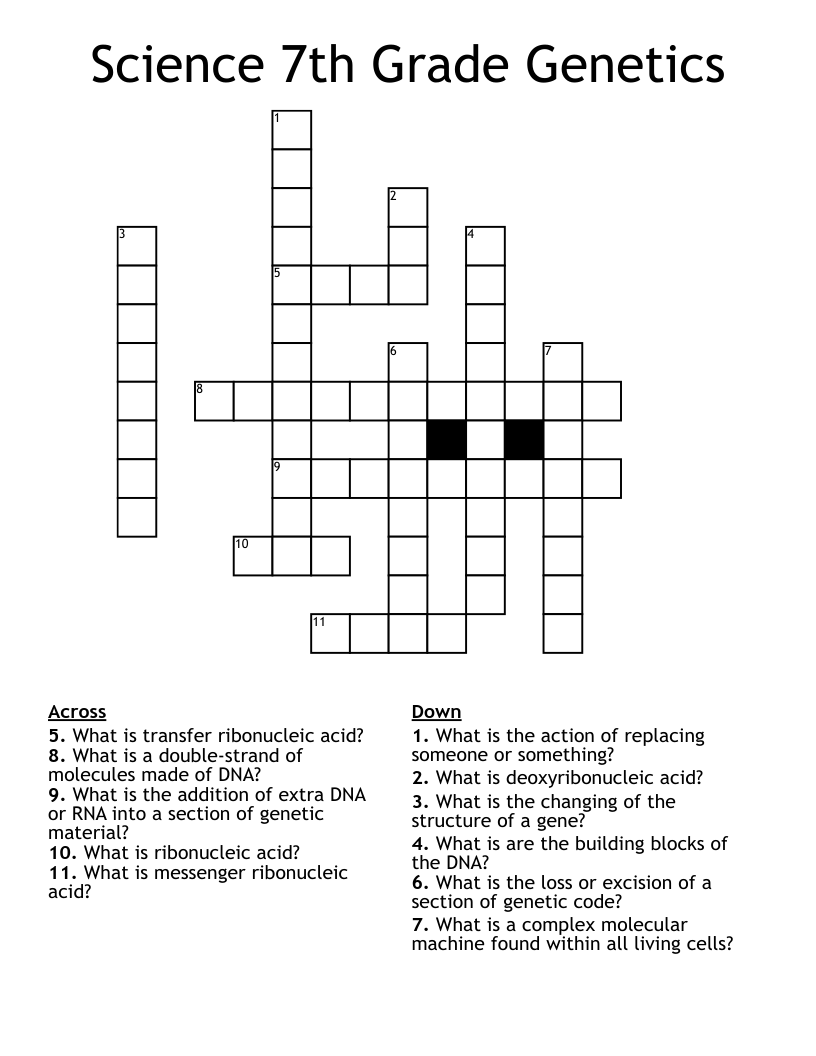 Science 7th Grade Genetics Crossword