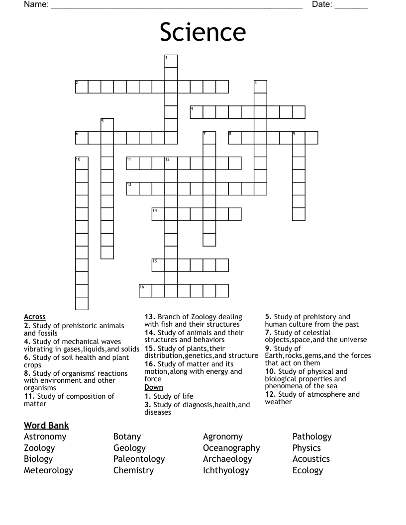 Science Crossword