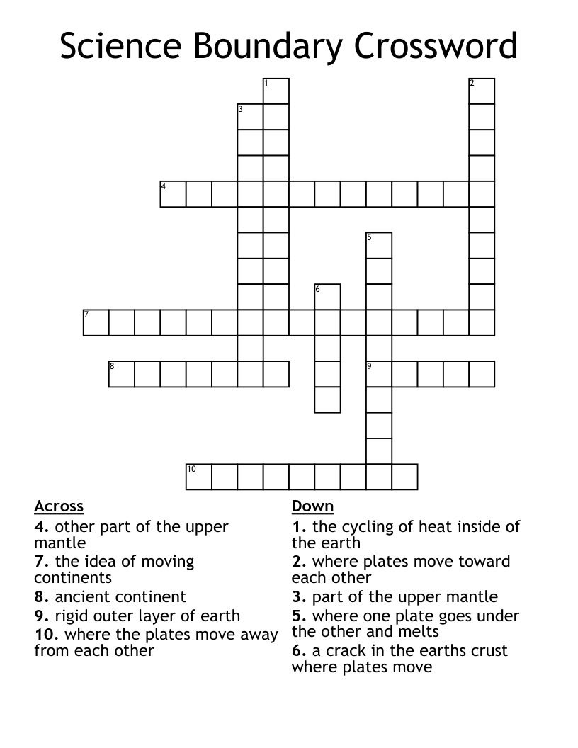Science Boundary Crossword