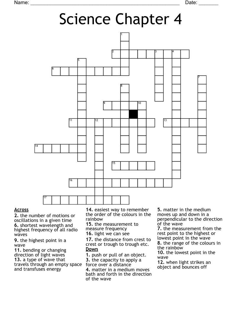 Science Chapter 4  Crossword