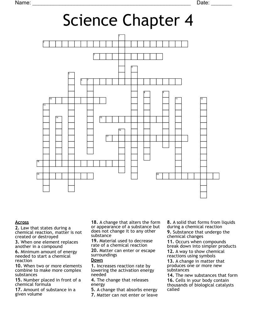 Science Chapter 4  Crossword