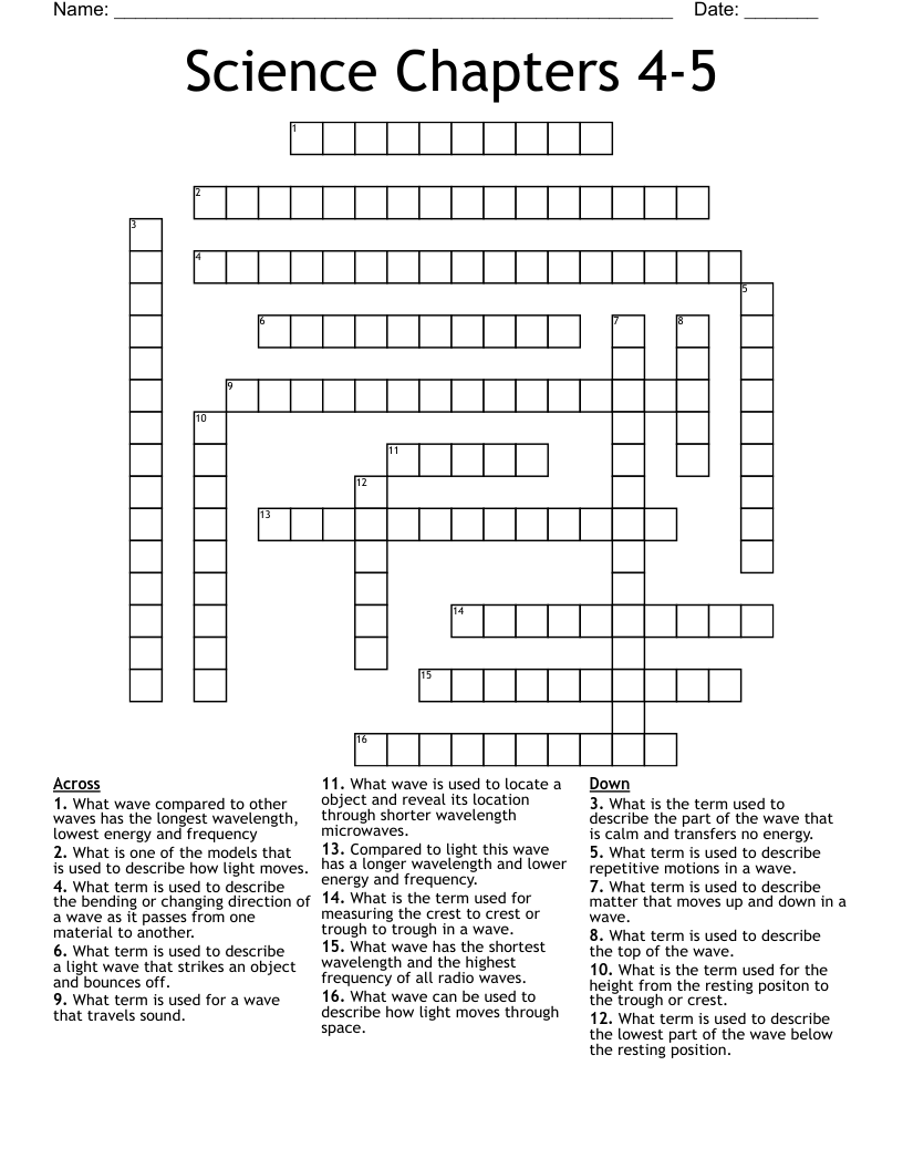 Science Chapters 4-5 Crossword