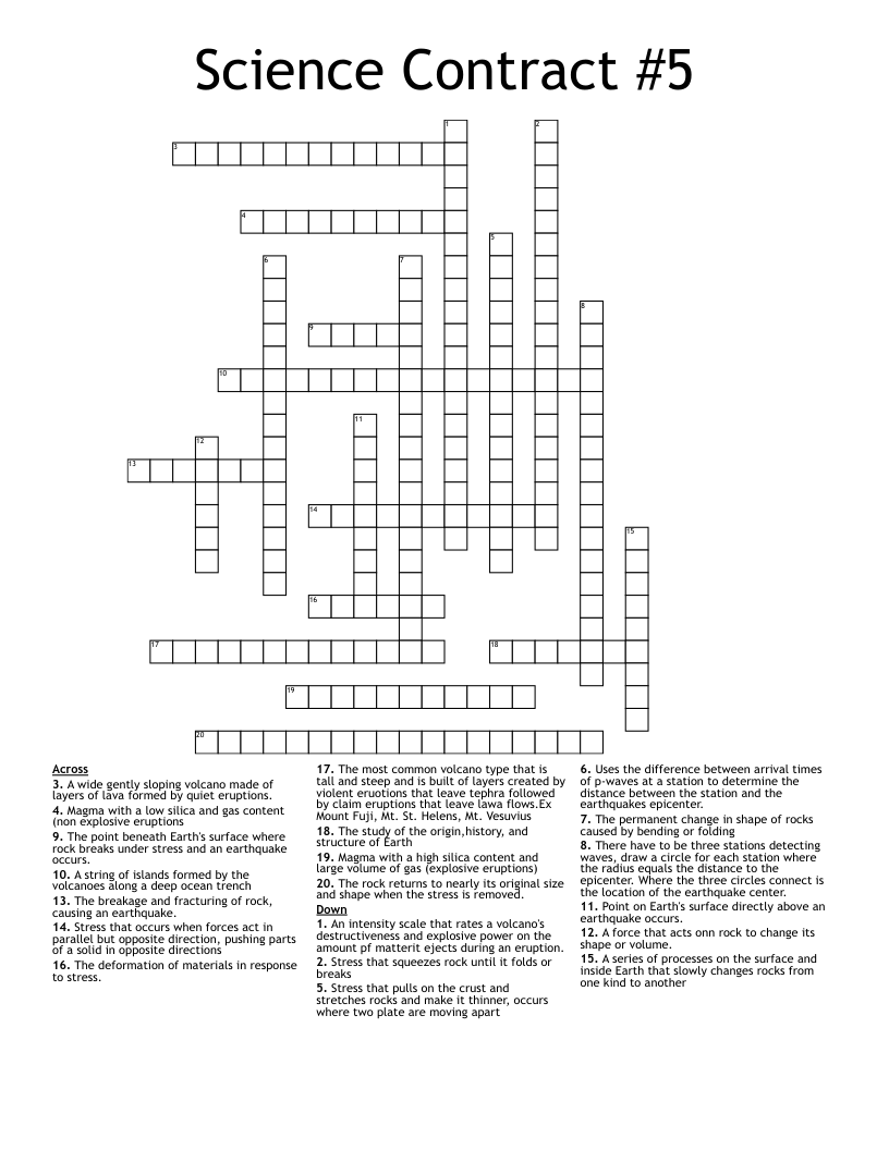 Science Contract #5 Crossword