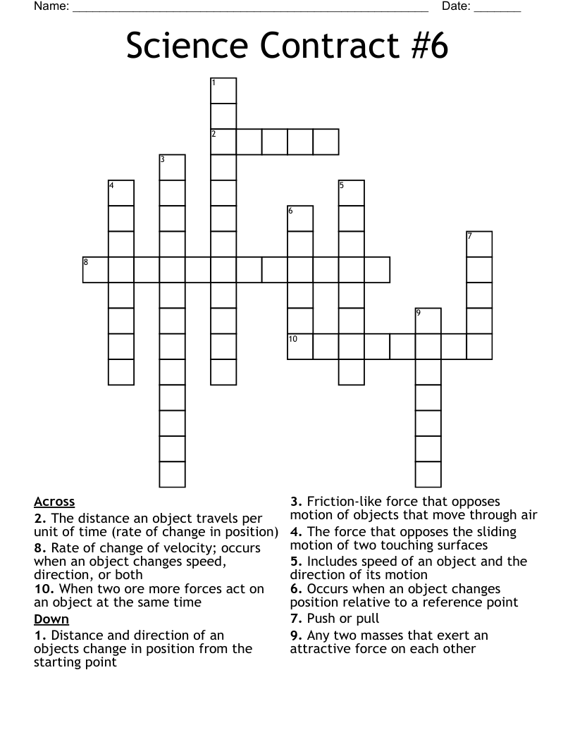 Science Contract #6 Crossword