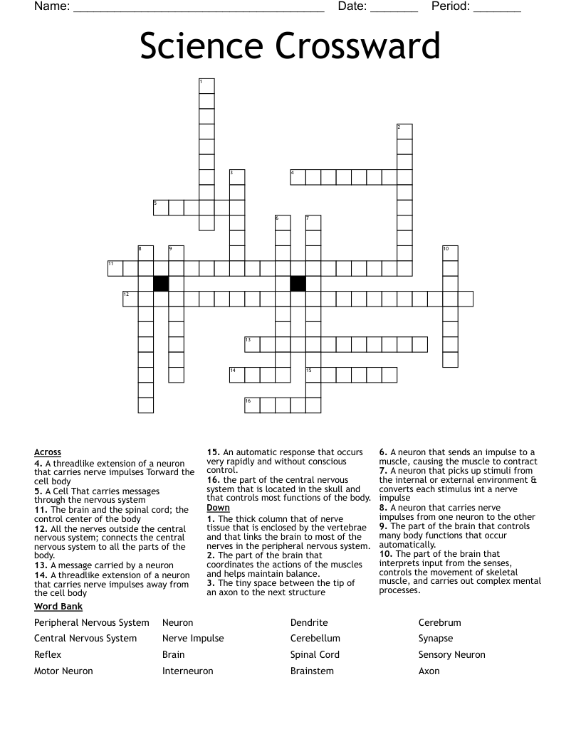 Science Crossward Crossword