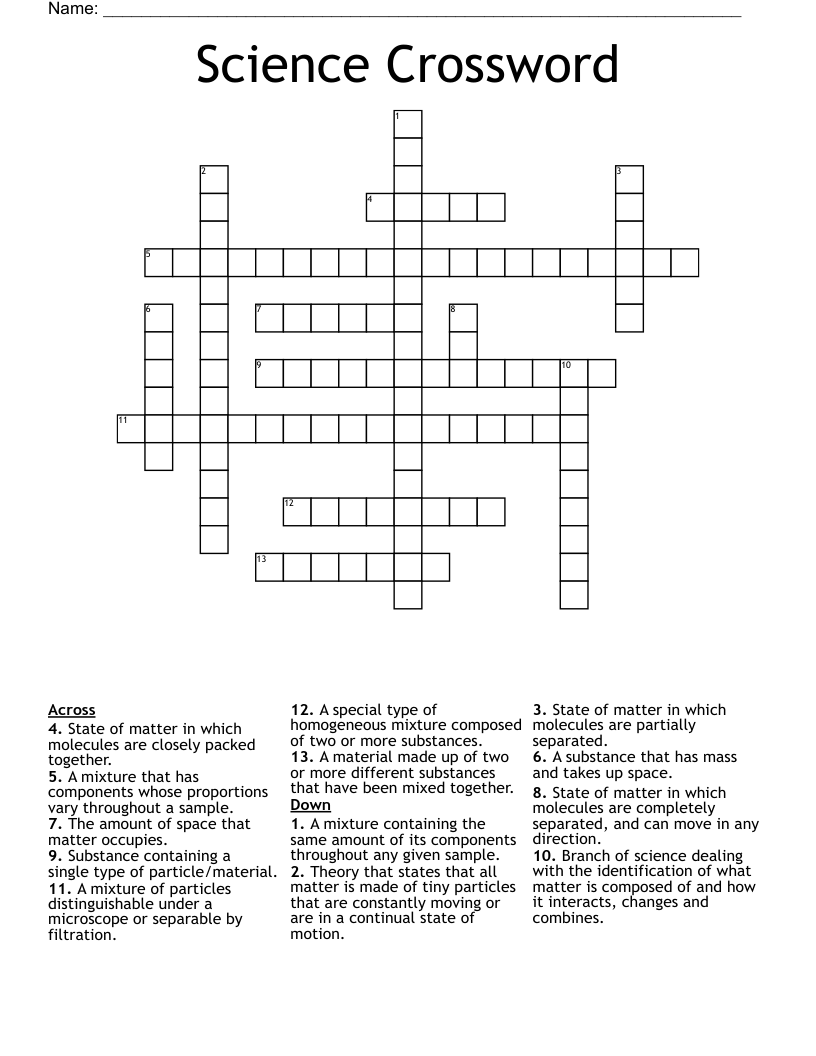 Science Crossword