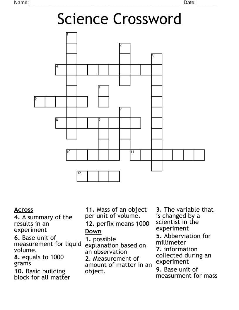 Science Crossword