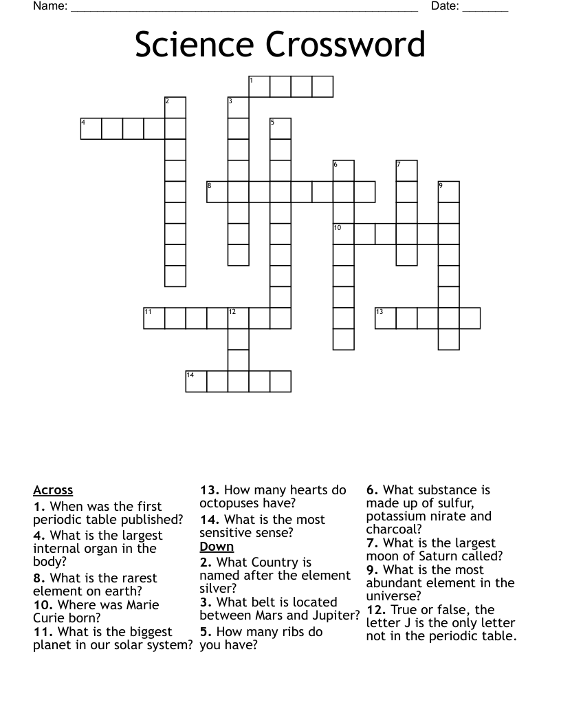 Science Crossword