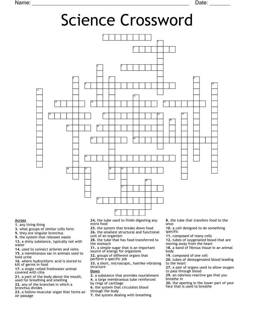 Science Crossword
