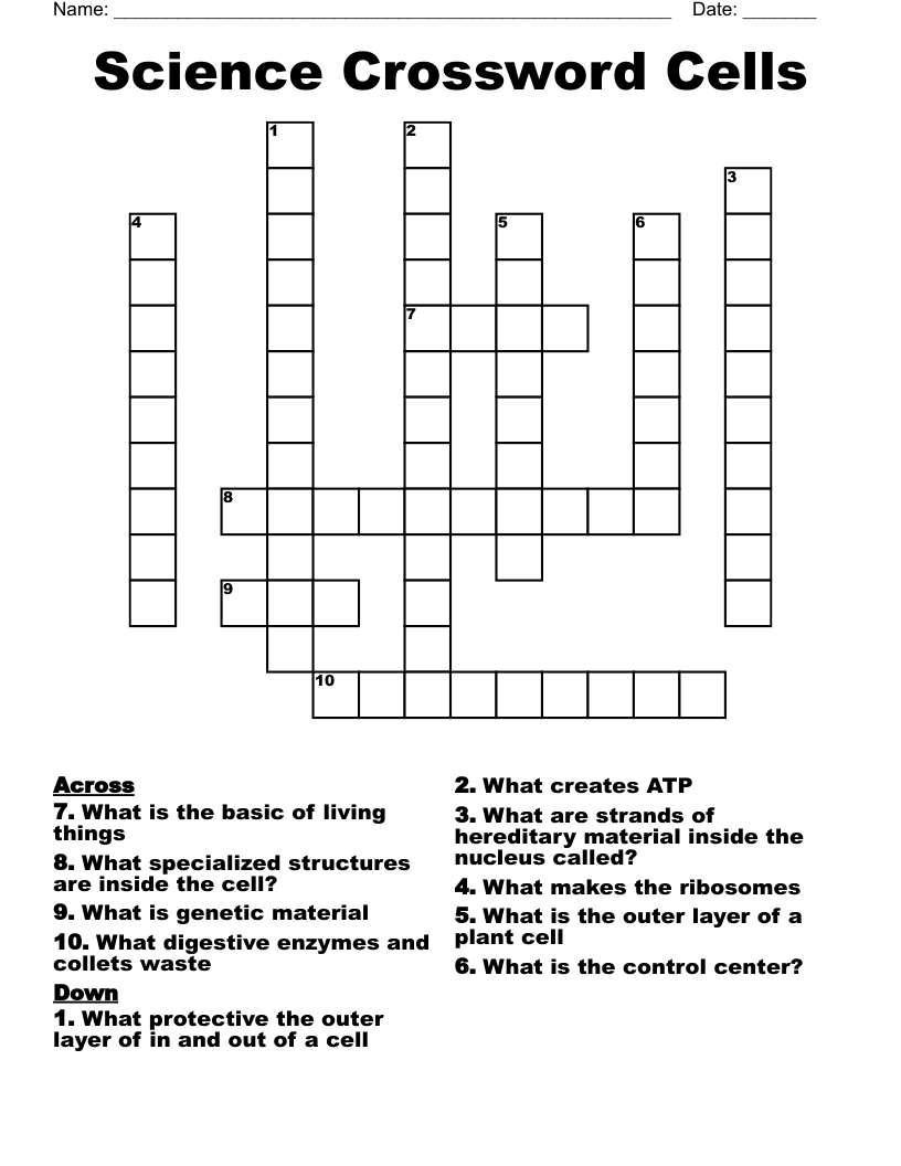 Science Crossword Cells