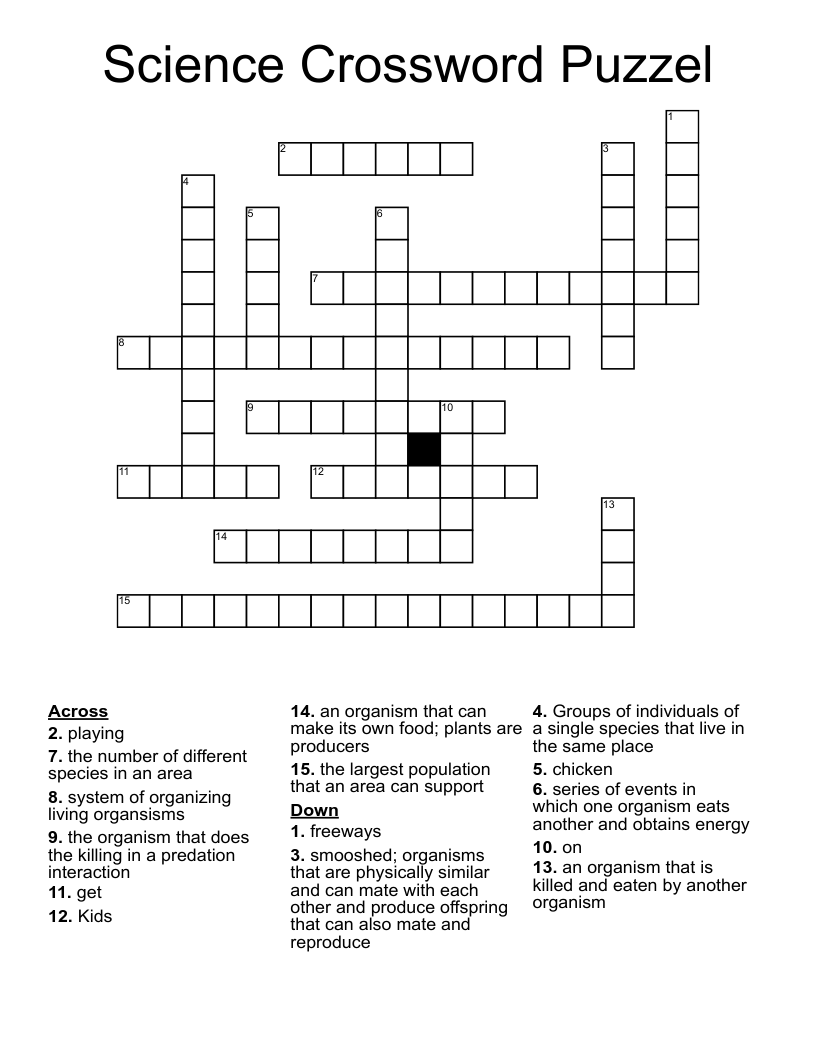 Science Crossword Puzzel