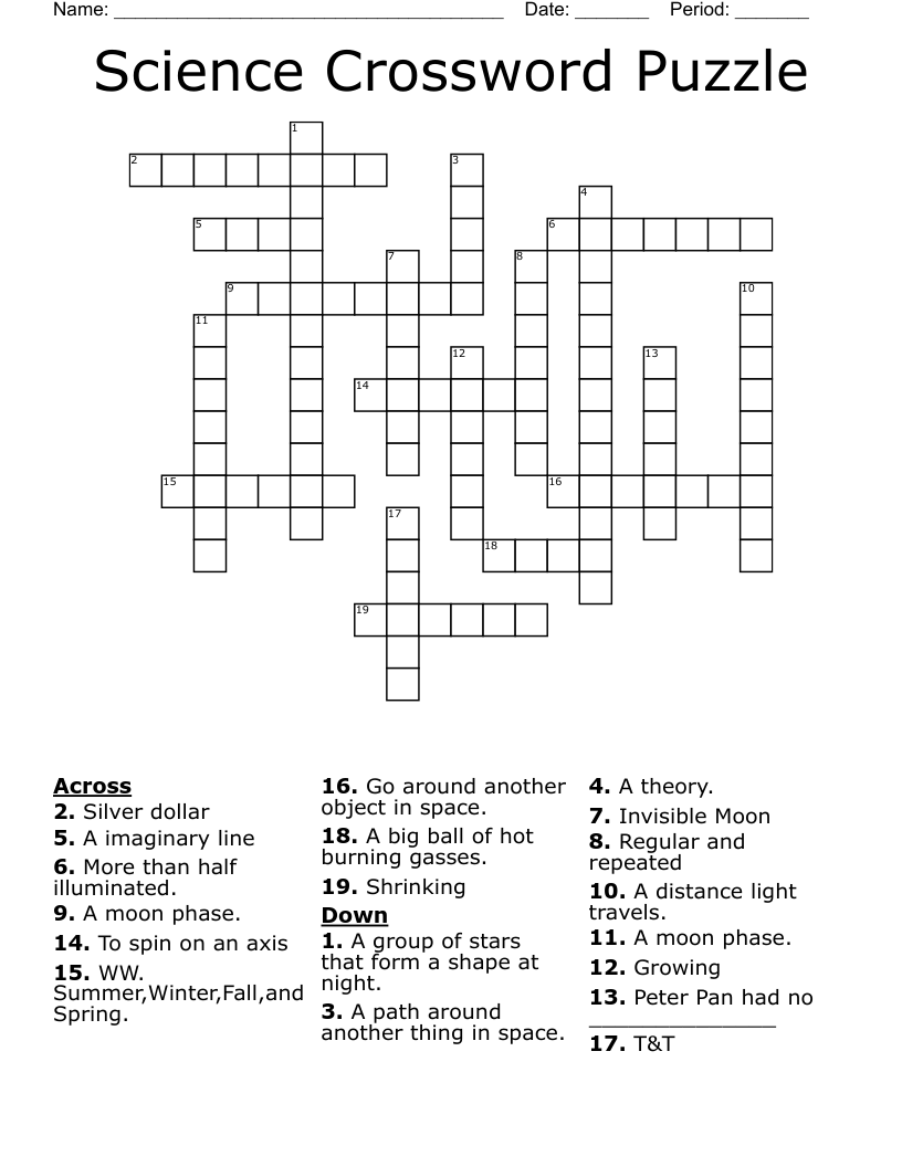Science Crossword Puzzle