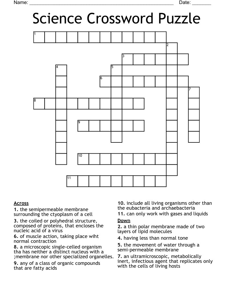 Science Crossword Puzzle
