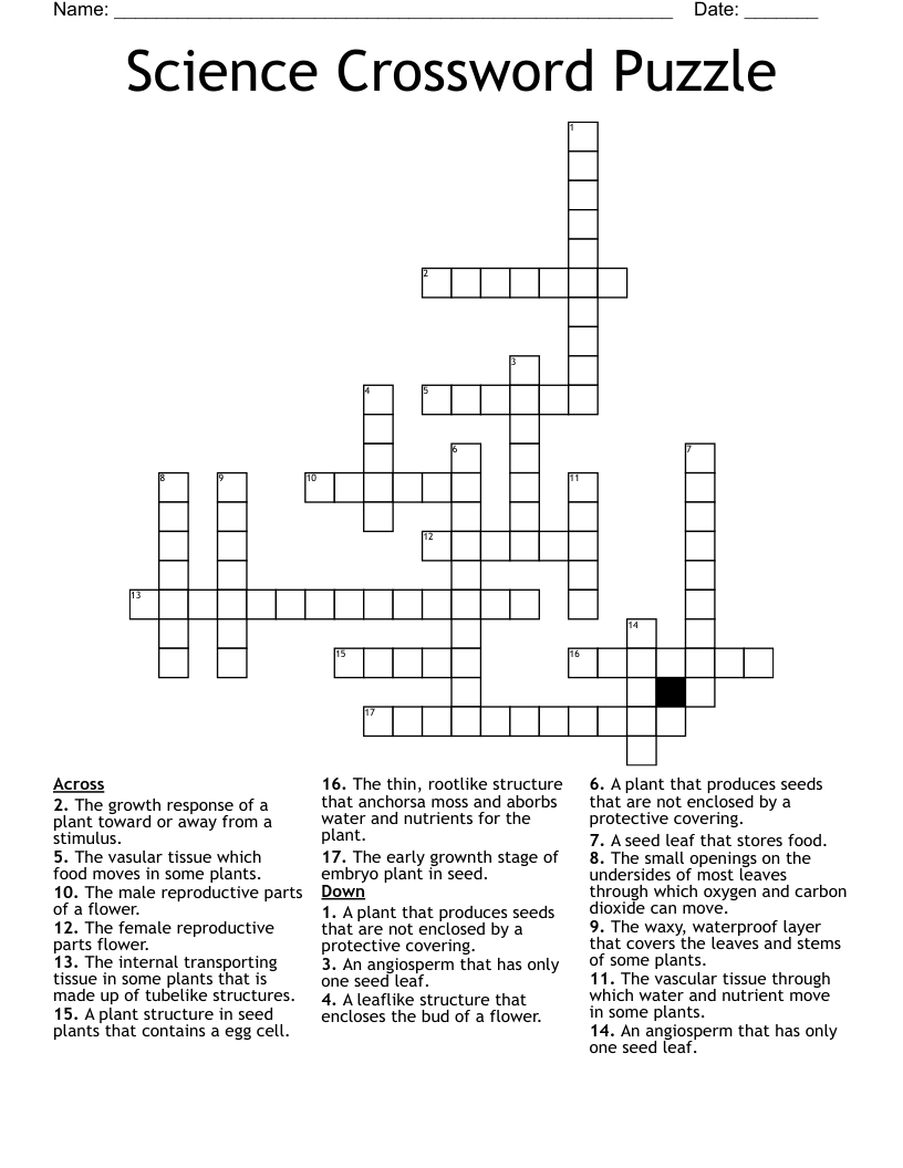 Science Crossword Puzzle