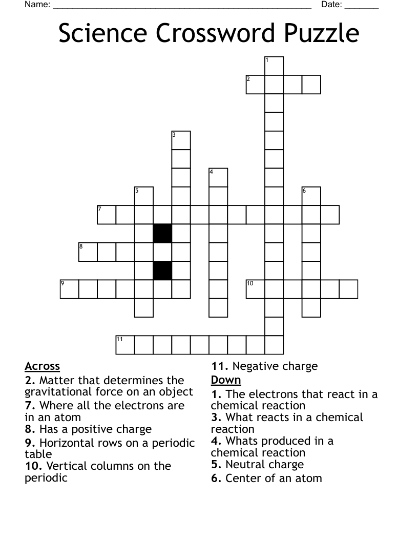 Science Crossword Puzzle