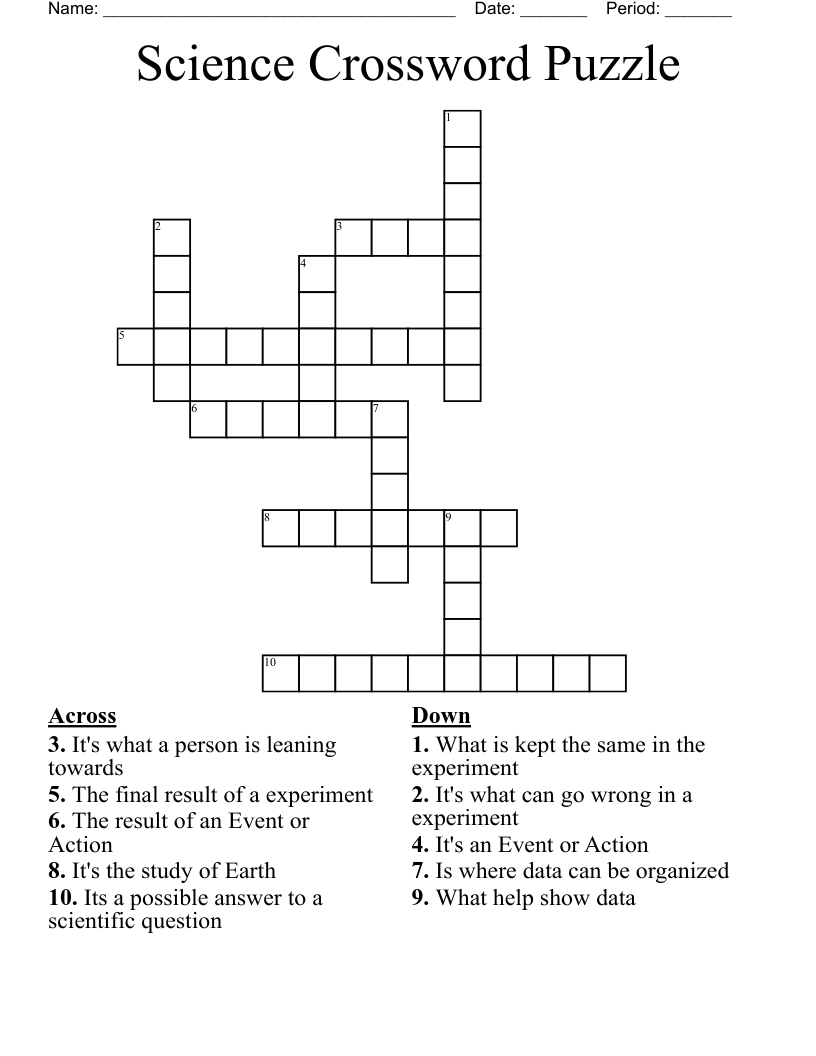 Science Crossword Puzzle
