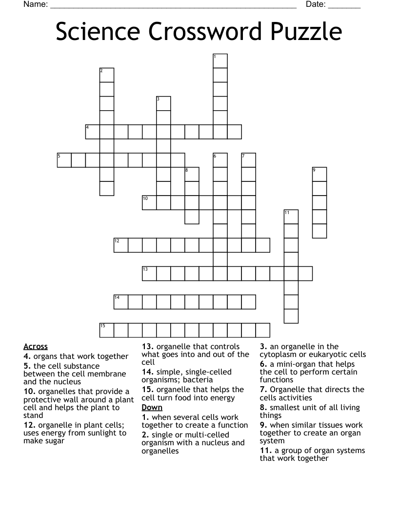 Science Crossword Puzzle