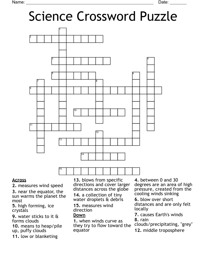 Science Crossword Puzzle
