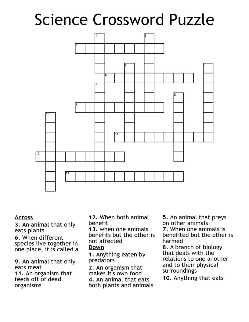 Science Crossword Puzzle