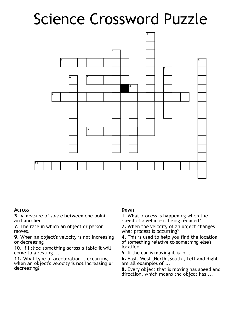 Science Crossword Puzzle