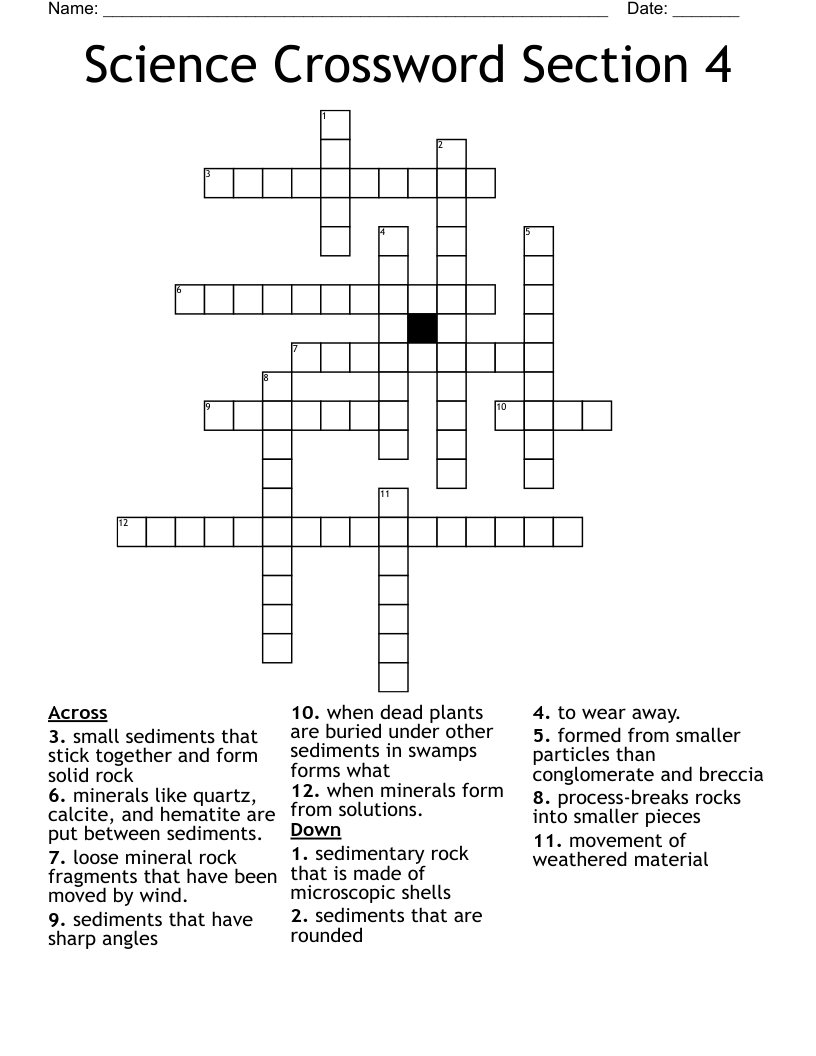Science Crossword Section 4