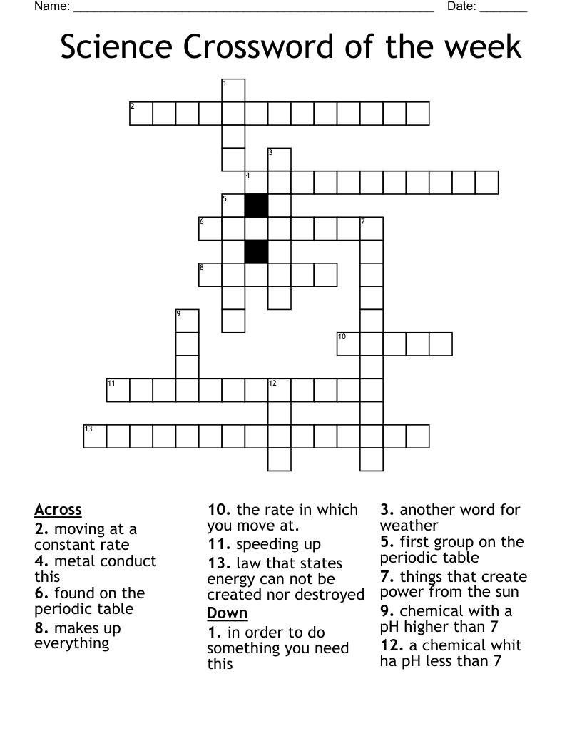 Science Crossword of the week