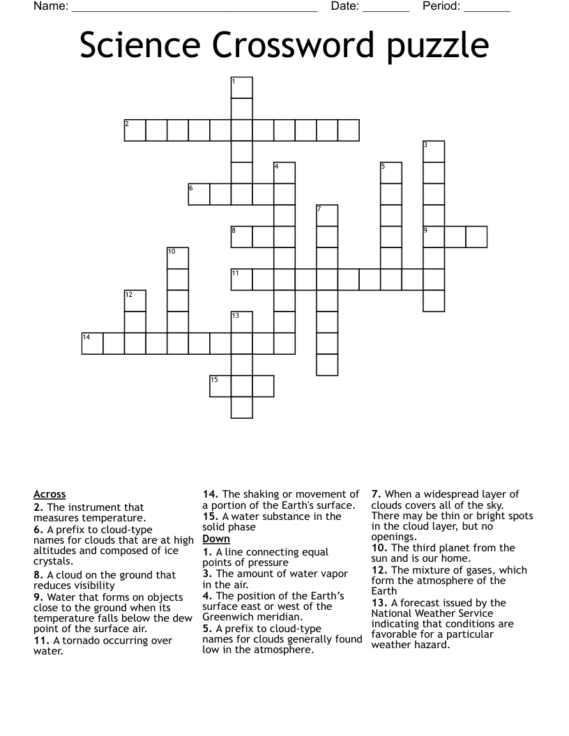 Science Crossword puzzle