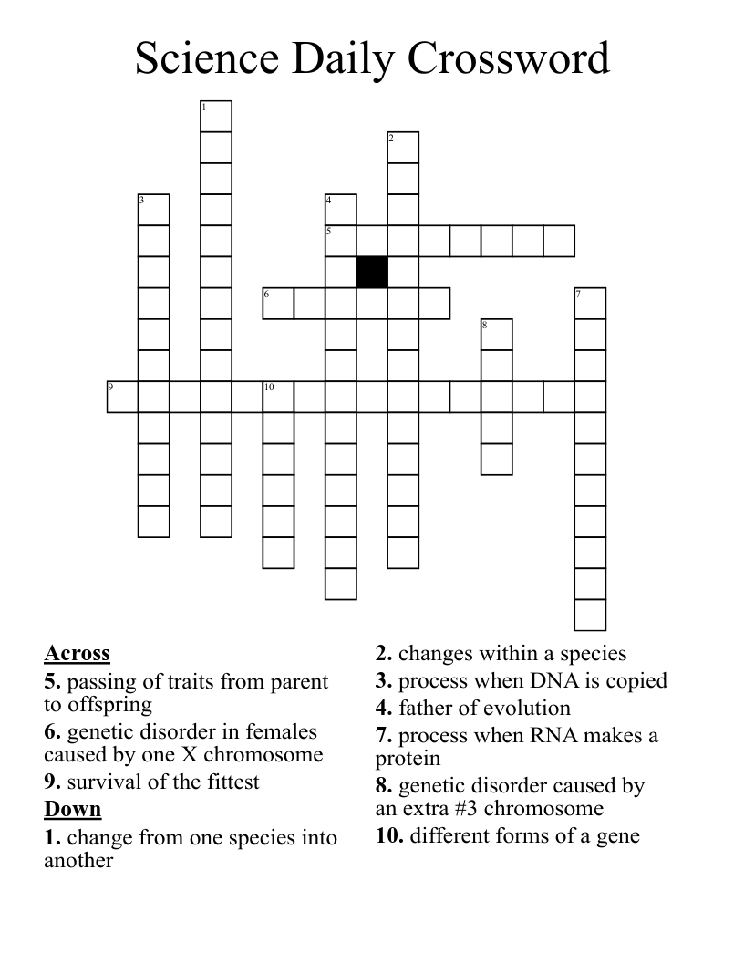 Science Daily Crossword