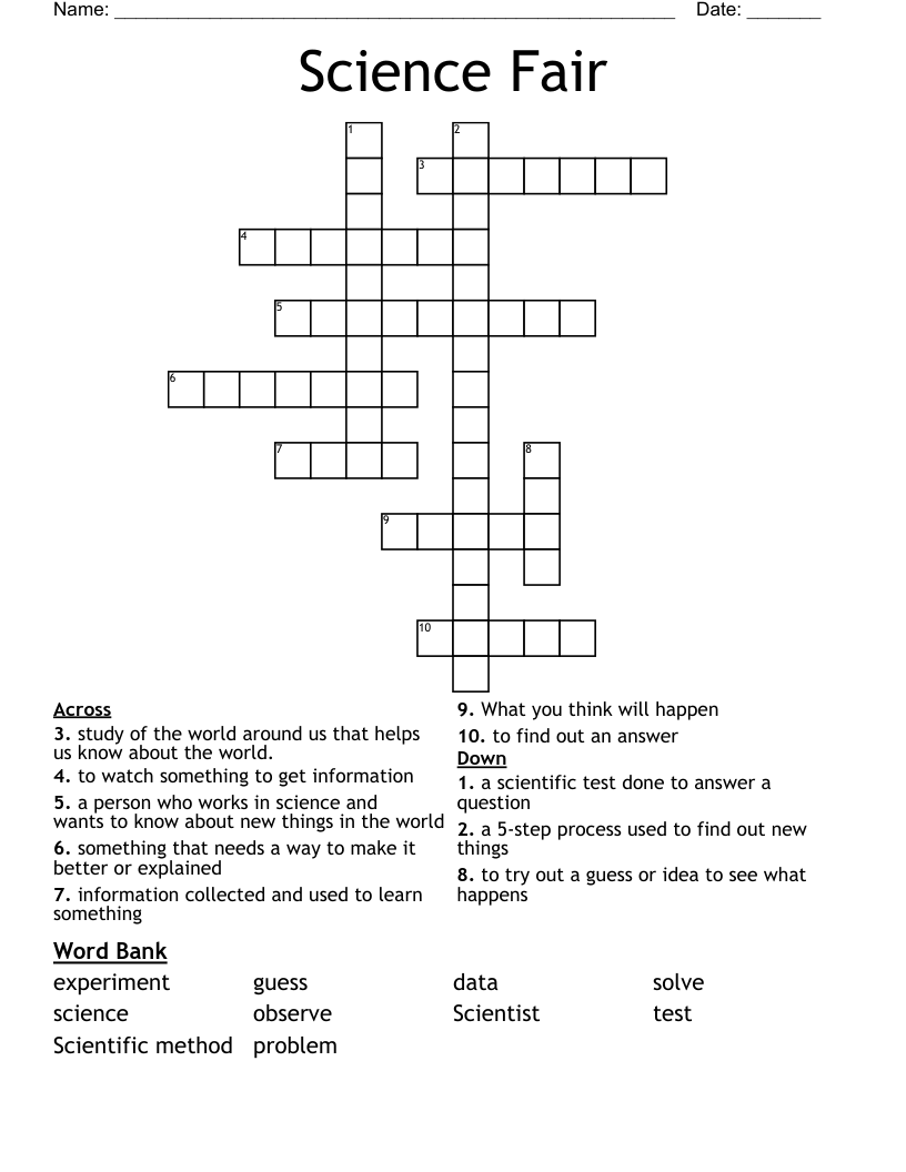 Science Fair Crossword