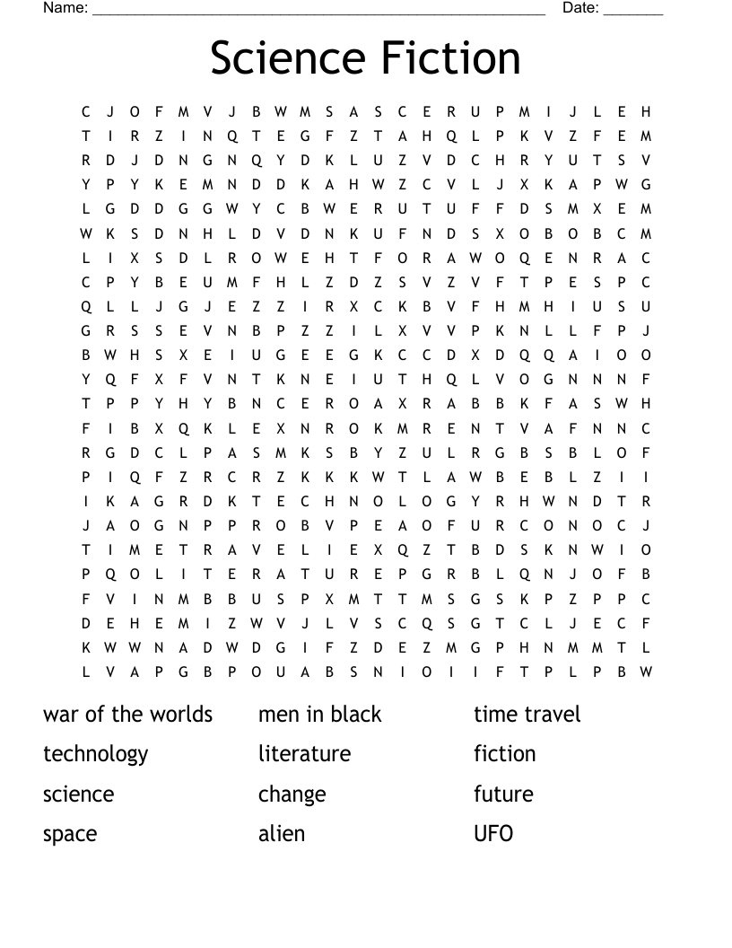Science Fiction Word Search