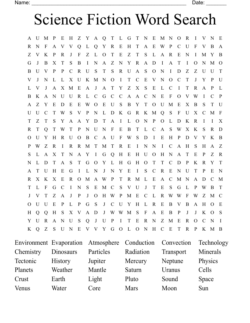 Science Fiction Word Search