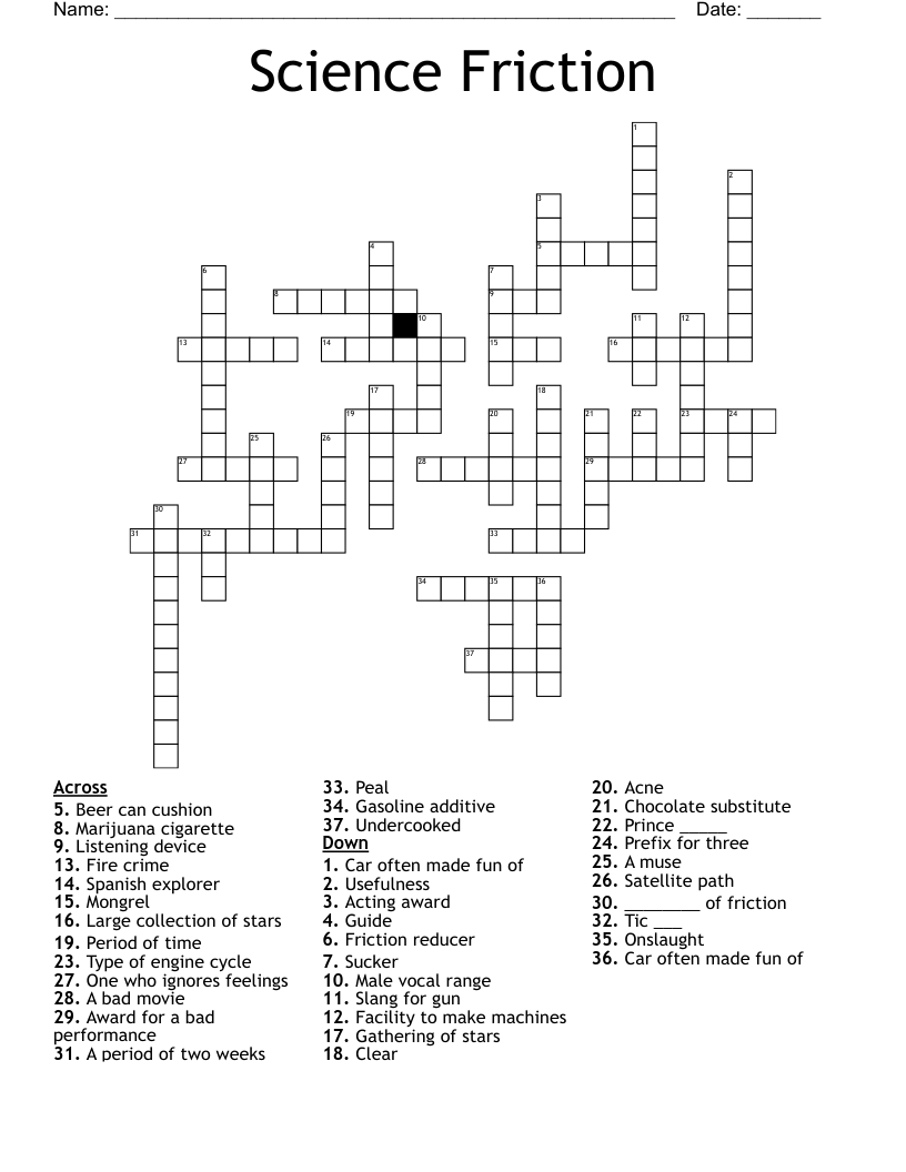 Science Friction Crossword